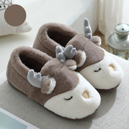 Sleeping Reindeer Fuzzy Slippers