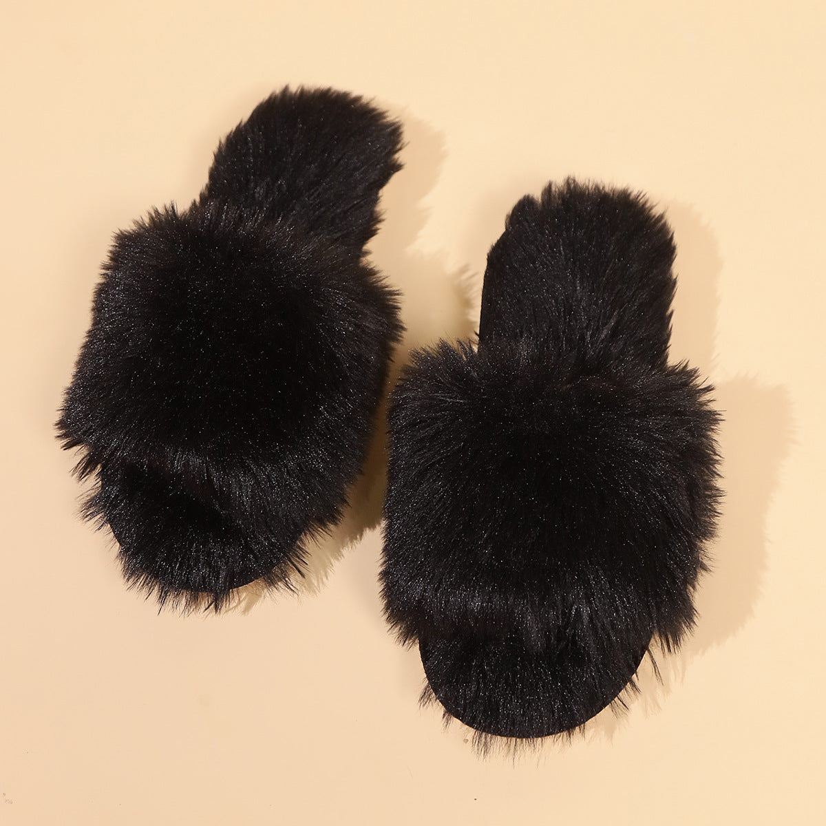 Fluffy Open-Toed Slippers