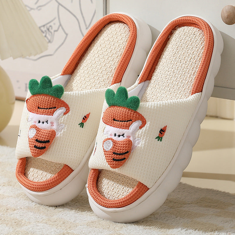 Carrot Rabbit Linen Slippers