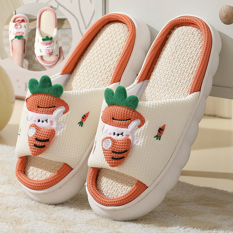 Carrot Rabbit Linen Slippers