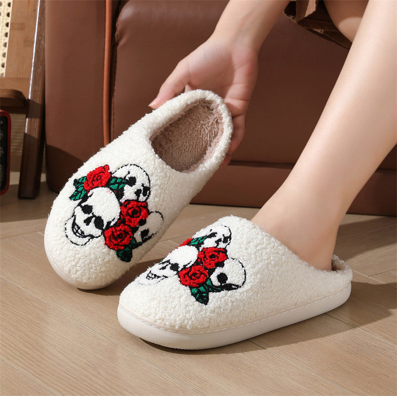 Halloween Skull Roses Bat Slippers