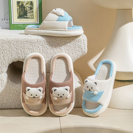 Cute Cartoon Bear in Pocket Slippers