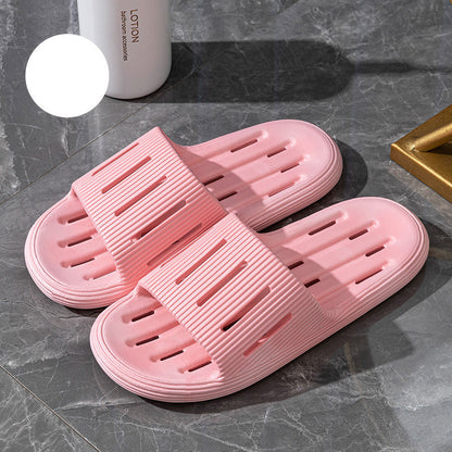 Open-Bottom Striped Bathroom Slippers