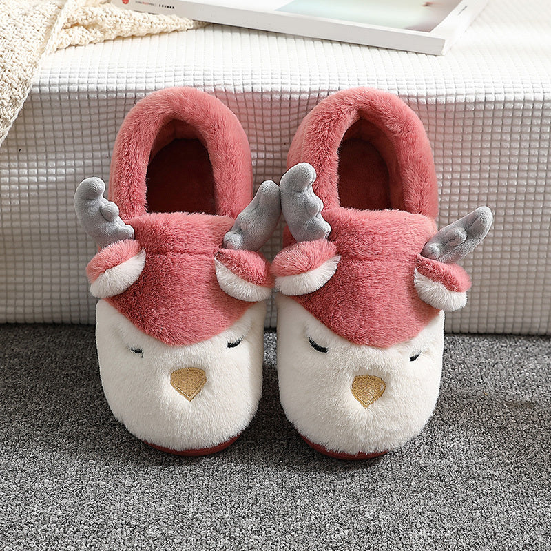 Sleeping Reindeer Fuzzy Slippers