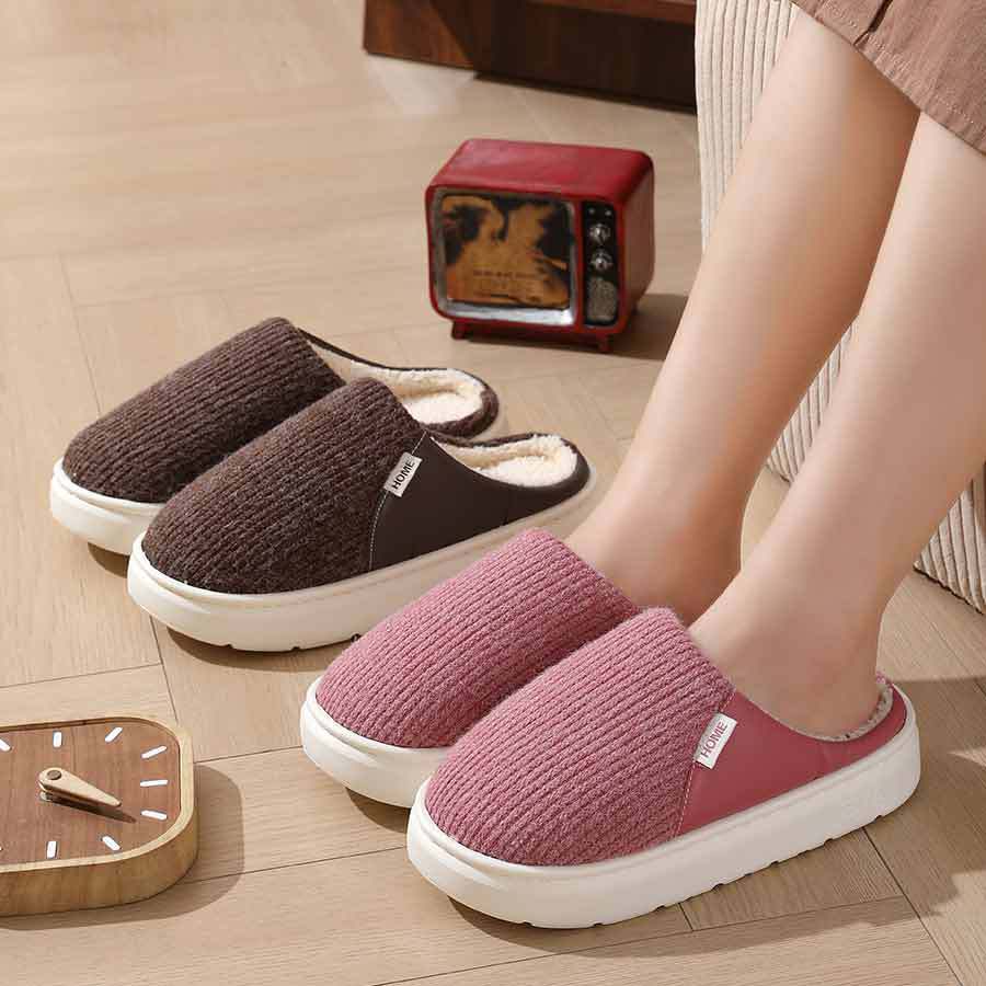 Plush Close-Toed Home Slippers