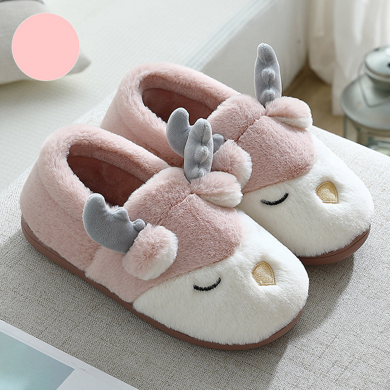 Sleeping Reindeer Fuzzy Slippers