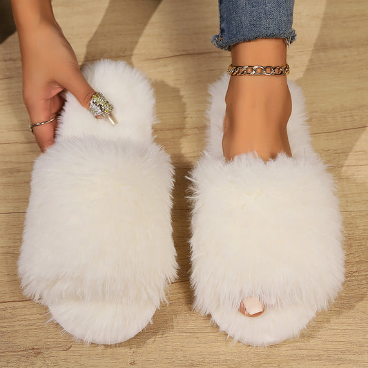 Fluffy Open-Toed Slippers