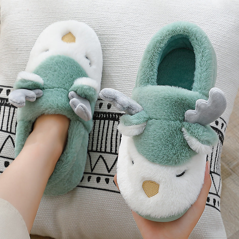 Sleeping Reindeer Fuzzy Slippers