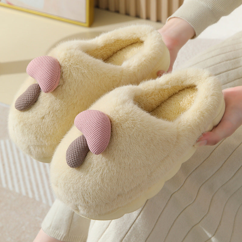 Mushroom Thick-Soled Cotton Slippers