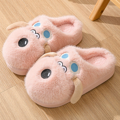 Cartoon Dog with Goggles Plush Slippers