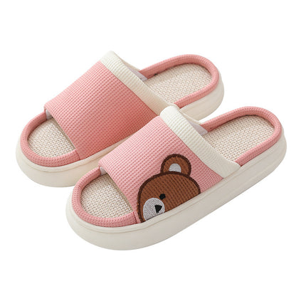 Cartoon Bear Linen Slippers