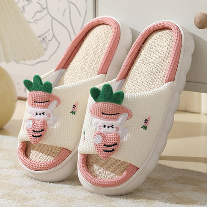 Carrot Rabbit Linen Slippers