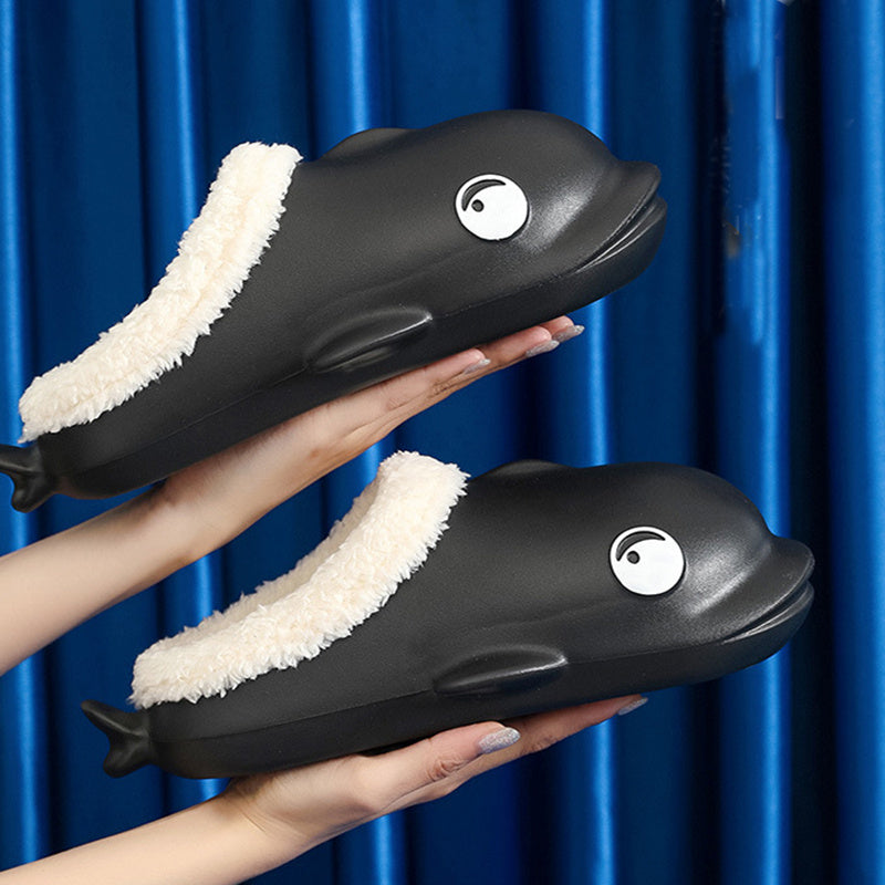 Whale Slippers with Plush Lining