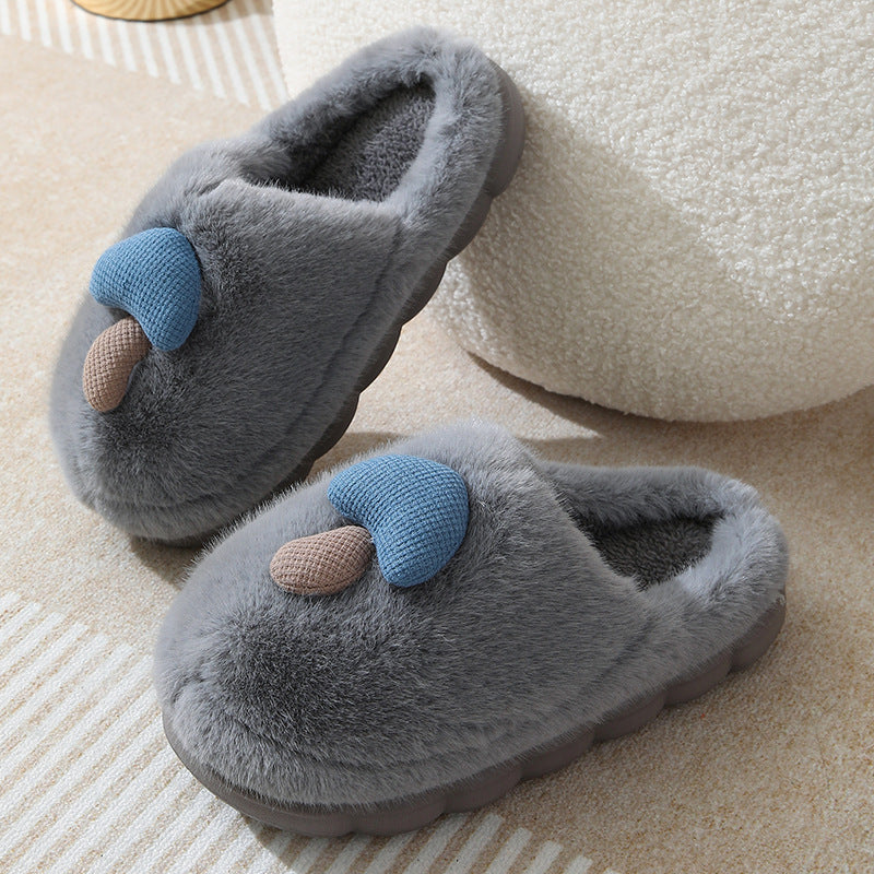 Mushroom Thick-Soled Cotton Slippers