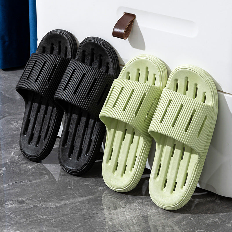 Open-Bottom Striped Bathroom Slippers