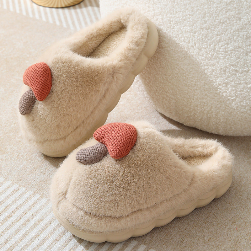 Mushroom Thick-Soled Cotton Slippers