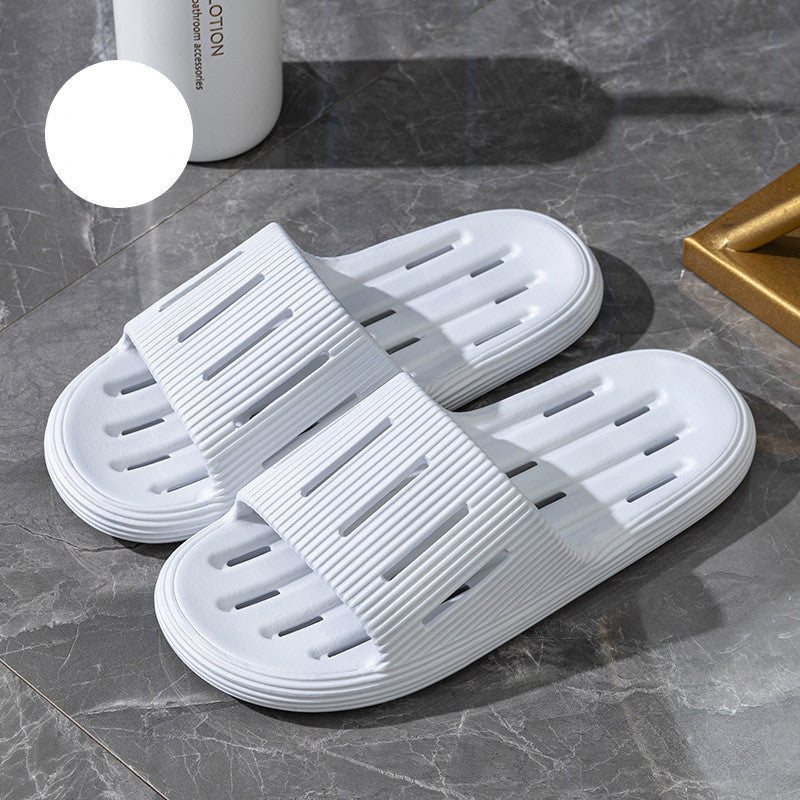 Open-Bottom Striped Bathroom Slippers