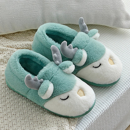 Sleeping Reindeer Fuzzy Slippers