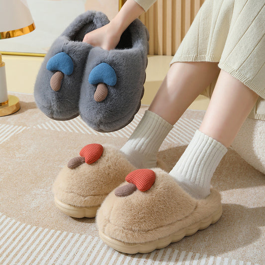 Mushroom Thick-Soled Cotton Slippers