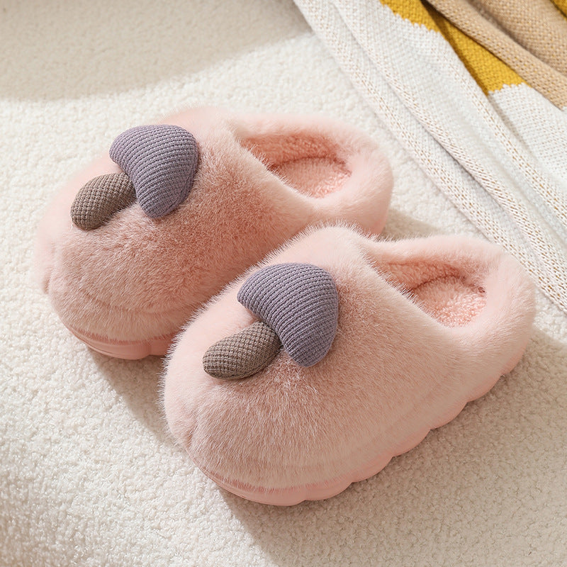 Mushroom Thick-Soled Cotton Slippers