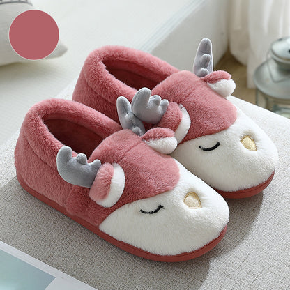 Sleeping Reindeer Fuzzy Slippers