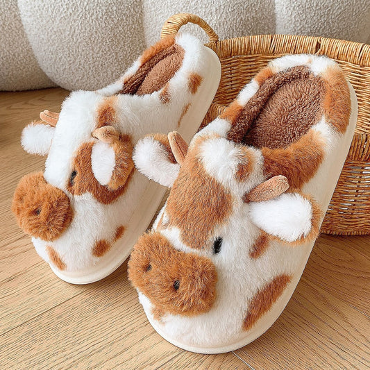 Cute Cartoon Cow Plush Slippers