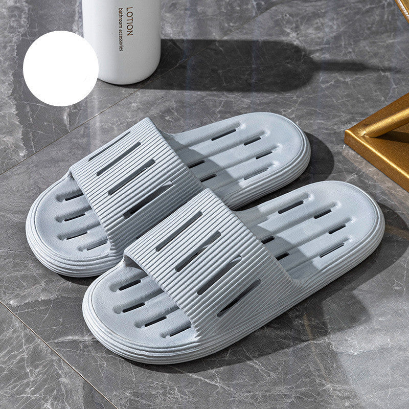 Open-Bottom Striped Bathroom Slippers