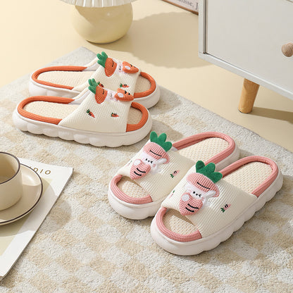 Carrot Rabbit Linen Slippers