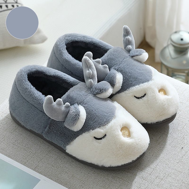 Sleeping Reindeer Fuzzy Slippers