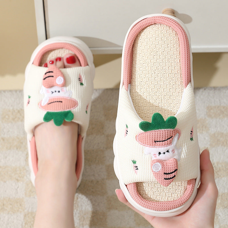 Carrot Rabbit Linen Slippers