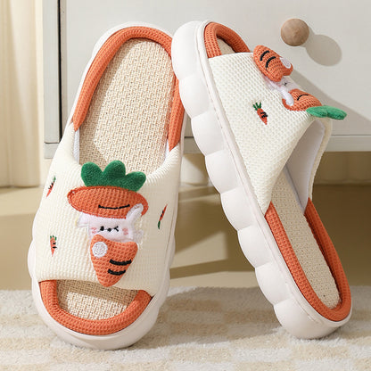 Carrot Rabbit Linen Slippers