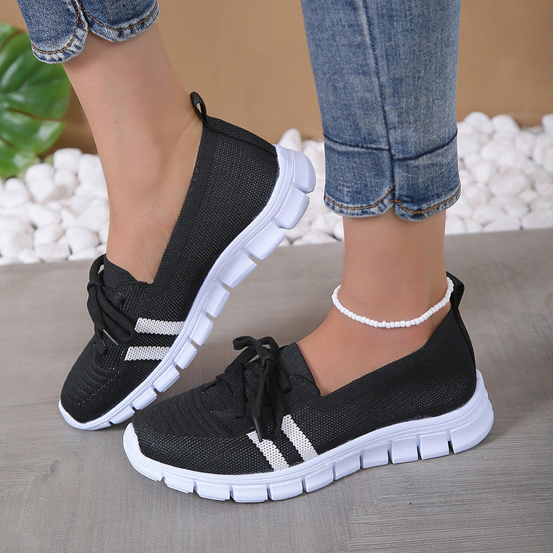 Casual Lace-up Mesh Slip-On Shoes for Women